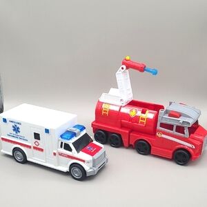 Ambulance Rescue Vehicle & Paw Patrol Marshall's Fire Truck Flashing Light Siren